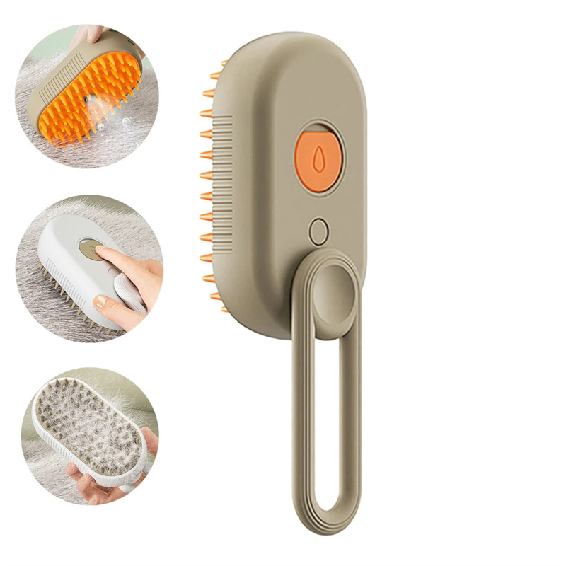 Brosse Vapeur 3-en-1 pour Animaux (Massage, Démêlage, Vapeur apaisante)