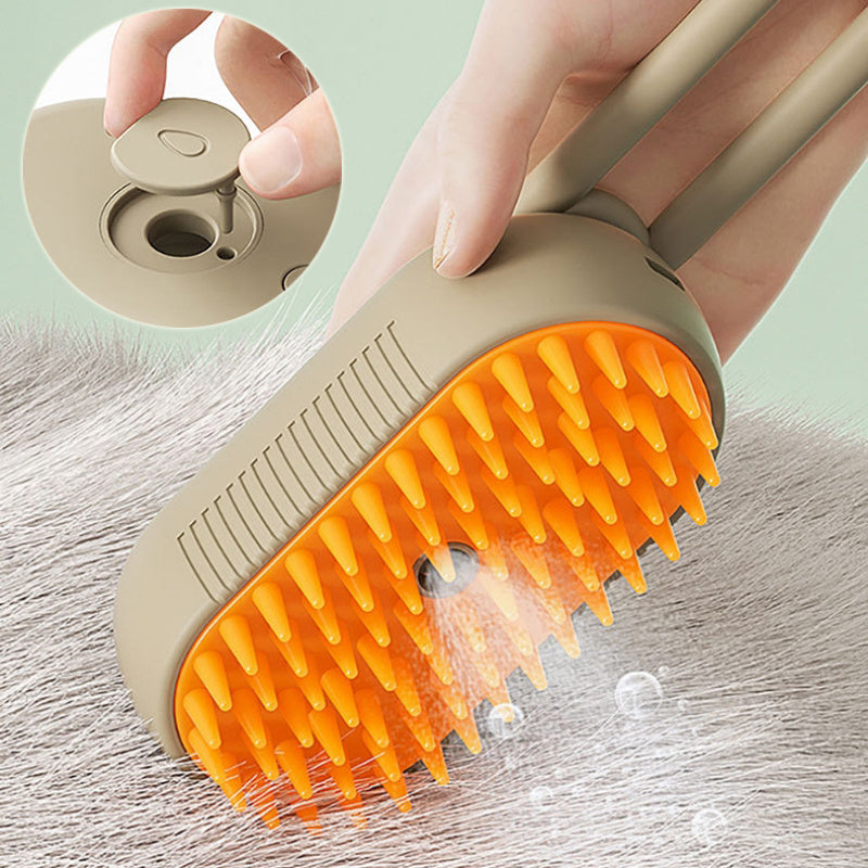 Brosse Vapeur 3-en-1 pour Animaux (Massage, Démêlage, Vapeur apaisante)