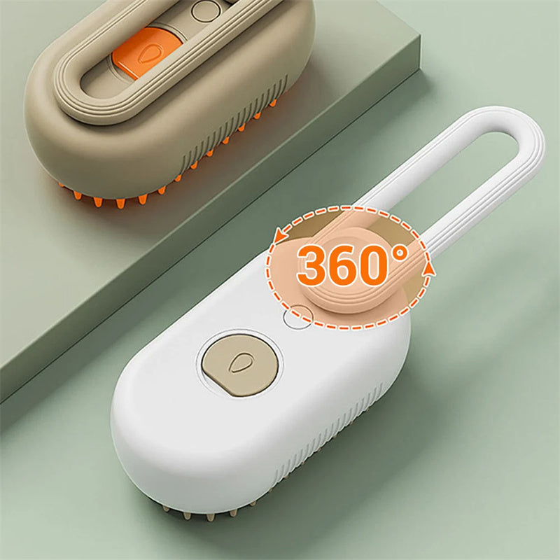 Brosse Vapeur 3-en-1 pour Animaux (Massage, Démêlage, Vapeur apaisante)