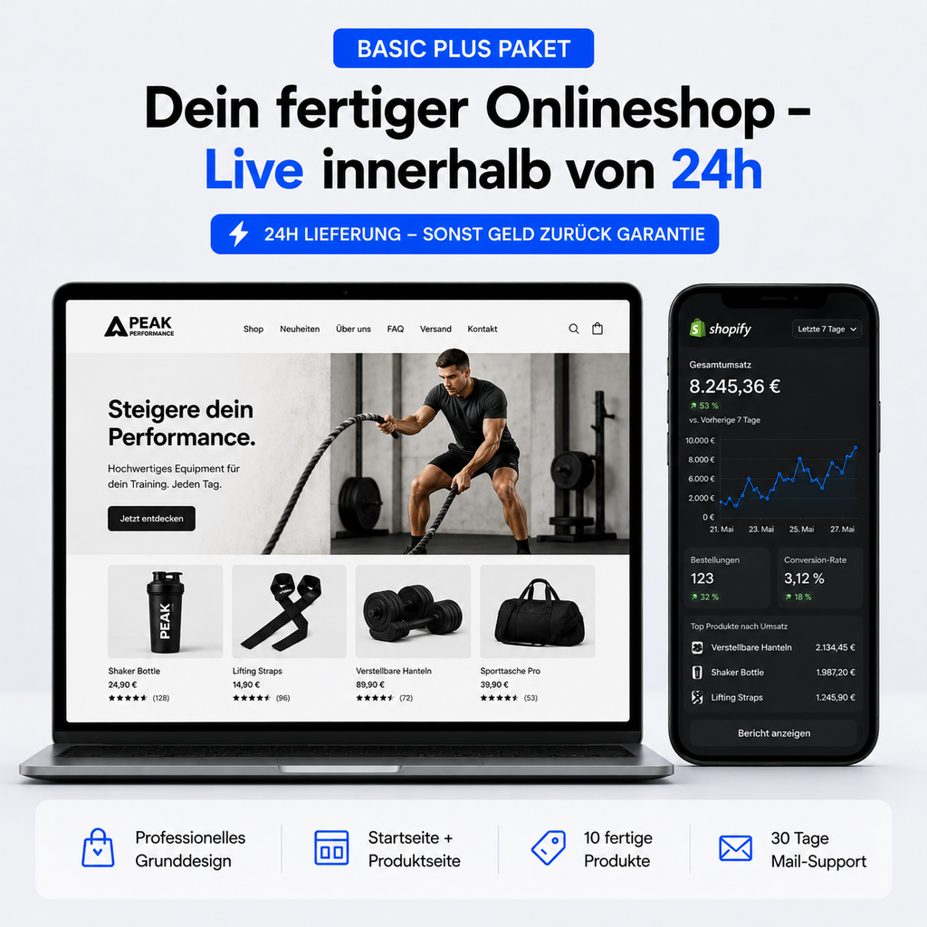 Basic Plus Paket: 10 fertige Produkte, 30 Tage Mail-Support