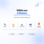 Wähle aus 5 Nischen und lass deinen Shop konfigurieren